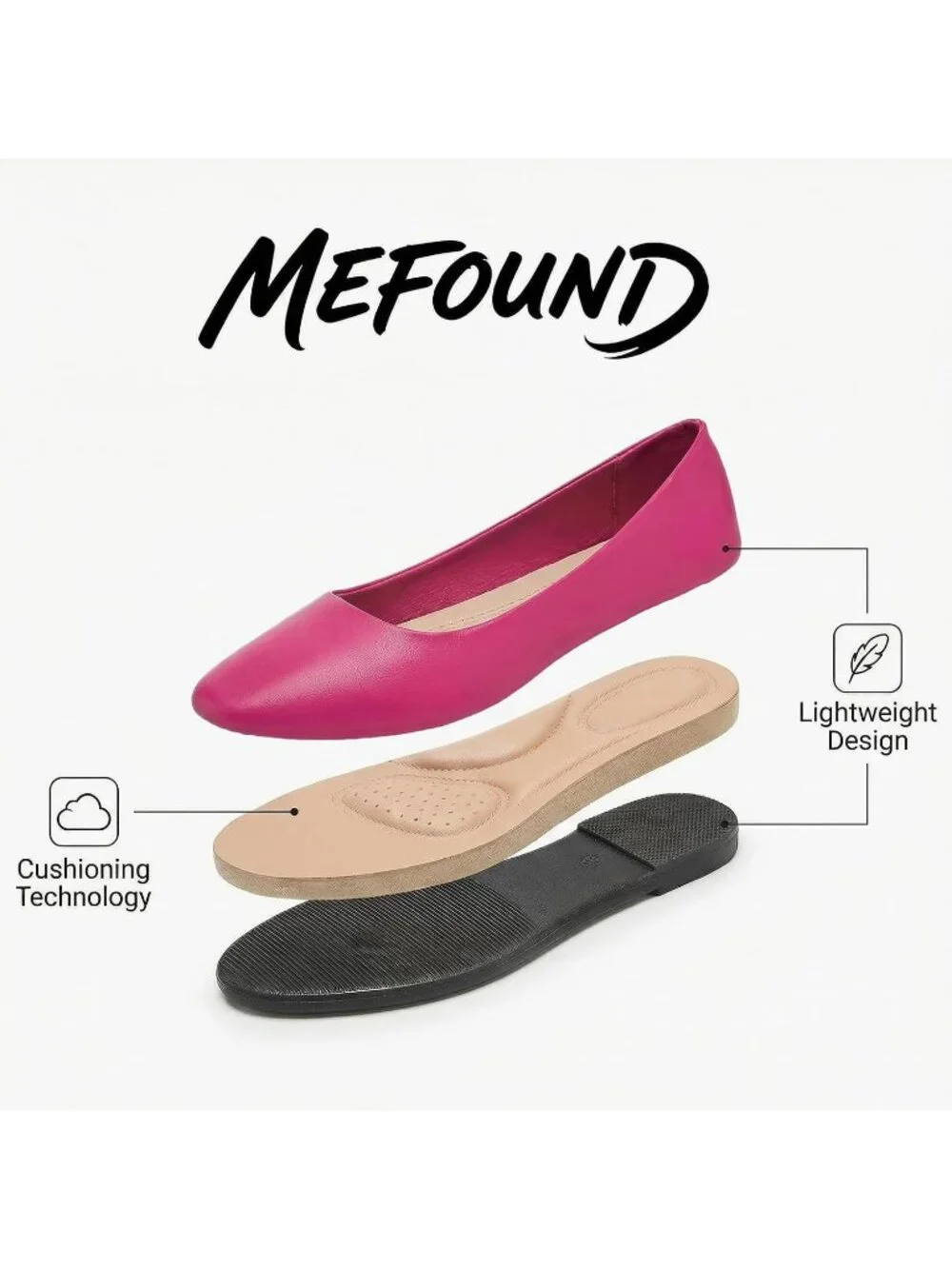 Women Rose Red PU Leather Comfortable Ballet Flat Slip on Round Toe Casual Shoes